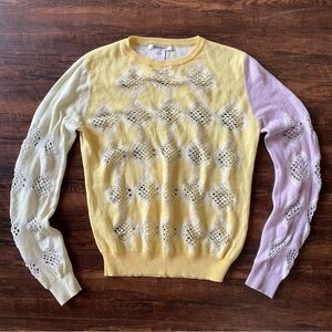 CARVEN Cashmere Color-block Crenneck Sweater- women’s medium